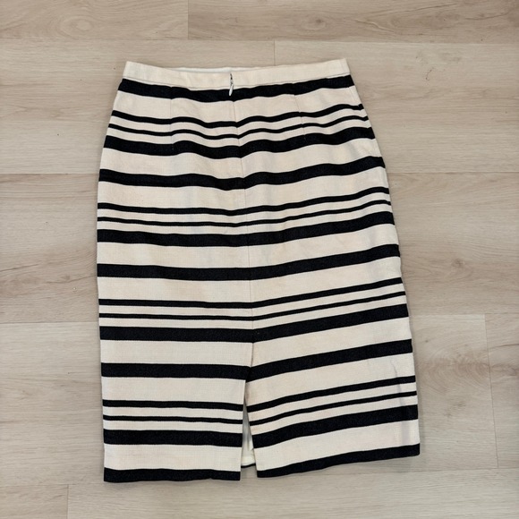 J. Crew Double Stripe Pencil‎ Skirt Career Business Casual Black Cream 2 Preppy - Picture 8 of 14